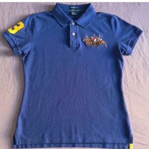 RARE Ralph Lauren Full-Color Multi-Horse Skinny Polo (Y2K, Size L)